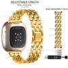 Compatible con correa de metal universal Fitbit Versa4/Sense2 Correa de acero hueca de cinco bolas en relieve Versa3