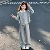 Conjunto de outono para meninas 2026 novo estilo coreano casual moletom com lapela para meninas conjunto de duas peças da moda para crianças