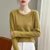 Suéteres de punto para primavera y otoño, playeras básicas al por mayor, imitación de alta calidad, estilos nuevos para ropa interior, ropa exterior, suéteres de punto de cuello redondo de manga larga para mujer