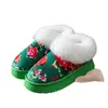 Pantuflas de algodón floral del noreste para mujer, pantuflas de invierno modernas de felpa con suela gruesa antideslizante para el hogar de punta cerrada, pantuflas cálidas para parejas, pantuflas para hombre