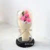 Flor Eterna Ramo de Rosas Artificiales con Cubierta de Cristal, Adorno de Lámpara de Flores, Adorno de Flor de Jabón, Navidad, Día de San Valentín, Regalo de Cumpleaños