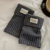Polainas de Cor Sólida Y2K com Punho para Mulheres, Estilo Doce Cool Garota Quente Millennial Meias Largas de Tricô Coreanas com Etiqueta de Tecido Meias Curtas