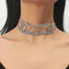Collar Sense de Alta Gama con Diamantes Completos Diseño Nicho Letras Reina Collar Moda Elegante Versátil Brillante Collar de Pedrería