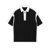 Polo Casual con Empalme de Color en Contraste para Hombre de Manga Corta 25 Verano Nuevo Estilo Coreano Suelto Solapa con Cremallera Camiseta de Media Manga