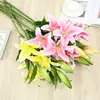 Lírio Simuladp Transfronteiriço 3 Cabeças Multi-Cabeças Atacado Display de Mesa Flor Decorativa Lírio Selvagem Simuladp Buquê de Casamento