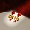 Nuevos Pendientes Rojos de Año Nuevo 2026, Pendientes del Zodiaco del Año del Caballo, Lindos y Festivos, Accesorios para Orejas de Riqueza y Prosperidad