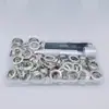 Para transfronterizos 100 juegos de ojales de aire de 14 mm de diámetro interior + Herramientas de instalación de punzón negro equipaje con caja tienda cobre puro ojales