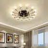 Lámpara de Techo de Cristal Americana para Sala de Estar Moderna Minimalista Europea Creativa Forma de Flor Araña LED Iluminación para Dormitorio Comedor