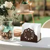Porta-pañuelos de madera con girasol tallado creativo para coche, dispensador de pañuelos de escritorio, decoración de mesa de restaurante