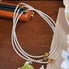 Collar Cadena Clavícula Perlas Shijia Citrino Natural Cuentas Bebé Redondas Fuertes 4MM Collar