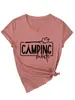 Modo Acampamento Amazon Ebay Site Independente Casual Confortável Versátil Camiseta Feminina de Manga Curta com Decote em V Exportação