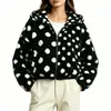 Amazon Transfronterizo Europeo y Americano 2026 Otoño/Invierno Chaqueta de Felpa con Cuello de Lunares Top Cálido Corto Holgado con Cremallera