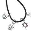 Plata esterlina s925 accesorios de plata DIY liso Smiley redondo marca colgante estrella de seis puntas pulsera pulsera collar colgante pequeño