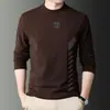 Ropa interior térmica de polar con temperatura constante y capa interior engrosada para hombres y mujeres, camiseta de manga larga estampada de cuello alto, ropa de otoño