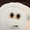Pendientes de plata con luz de aguja, de lujo, de circonita negra de alta gama, con un toque de amor, pendientes geométricos de temperamento nicho, con un diseño único y sentido del humor.