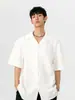 Camisa Masculina de Verão Nova com Gola Cubana Texturizada, Manga Curta, Versátil, Casual, Camiseta de Meia-manga Solta, Jaqueta de Alta Qualidade