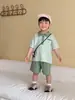 Conjunto de Verão Infantil Esportivo Bebê Algodão Puro 2026 Novo Estilo Casual Solto Camisa Polo de Manga Curta Shorts para Meninos e Meninas