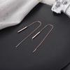 Elegantes Pendientes Simples Largos de Alambre para Oreja de Acero de Titanio, Pendientes Largos de Barra, Lujo Ligero Personalizado, Pendientes Modernos, Joyería para Oreja con Borla