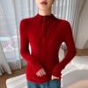 Suéter de Cachemir con Media Cremallera para Mujer en Otoño e Invierno Color Sólido Ajustado Top Interior Jersey Prenda Base de Punto para Viaje para Mujer