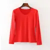 Ropa Interior Térmica para Mujer Top de Una Pieza Ropa de Otoño Algodón Licra Fino Cuello Redondo Base Camisa de Manga Larga Suéter de Algodón para Otoño e Invierno