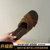 Sandalias planas de lino con diseño único, punta cuadrada y destalonadas para mujer, para uso exterior en verano, estilo de hada, adecuadas para vacaciones en la playa y ropa de playa.