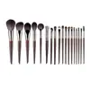 Conjunto de 18 pincéis de maquiagem de pelo animal, conjunto completo de pincéis para pó e sombras de lã, pincéis de maquiagem para maquiadores, ferramentas de beleza