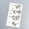 Pegatinas de Tatuaje Florales Minimalistas Transfronterizas Blanco y Negro Línea Rosa Impermeables Temporales para Mujeres Pegatinas de Tatuaje Estilo Fresco