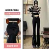 Calças Boca de Sino Forradas com Fleece Preto Femininas Moda Outono e Inverno Novo Stretch Slim-Fit Emagrecedor Pequenas para Mulheres Jeans Micro-Lar