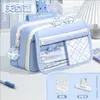 Estuche de Gran Capacidad para Estudiantes de Secundaria y Primaria, Sensación de Lujo Ligero de Gama Alta, Bolsa para Papelería, Vuelta a Clases, Estilo Ins, Estuche Lindo y Sencillo