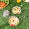 Outdoor aço inoxidável saladeira 304 grau alimentício piquenique camping louça portátil dobrável Bowl dual-use salada Copa