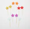 Decoração de bolo de aniversário glitter plug-in sobremesa de panificação estrela amor estrela de cinco pontas palito de dente bandeirinha pacote com 10