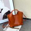 2024 Nuevo Bolso Casual de Cuero de Gran Capacidad para Mujer Bolso Tote Cuero Vacuno de Capa Superior Combinable Bandolera