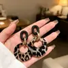 Pendientes Maillard Otoño Invierno Pendientes de Botón Geométricos Estampado de Leopardo Retro Francés para Mujer Diseño de Moda Pendientes Únicos de Gama Alta
