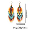 Ganchos para Orejas con Borla de Cuentas de Semilla de Colores, Pendientes Largos Tejidos a Mano Estilo Bohemio para Uso Diario, Creando una Vibración Elegante