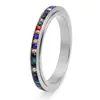 Nuevos anillos de diamantes coloridos europeos y americanos para mujer, anillos de acero inoxidable de color mixto circular con diamantes para aliviar el estrés, venta al por mayor