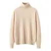 Outono e Inverno 100% Caxemira Pura Tricô Elegante de Gola Alta para Mulheres Textura de Caxemira Macia e Flexível Suéter de Estilo Básico Solto