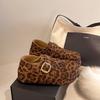 Zapatos Casuales de Suela Gruesa Estilo Coreano Estampado de Leopardo para Mujer 2025 Nuevo Otoño Ropa Exterior Zapatos Mula Retro sin Cordones