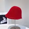 Gorro de Lana de Punto de Color Sólido con Borde Enrollado Estilo Japonés para Mujer, Versátil Sombrero de Pescador Cubo Artístico de Invierno, Cálido y Acogedor, Tendencia