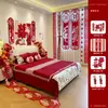 Set de Decoración de Habitación de Boda para el Dormitorio de la Novia, Casa Nueva, Sala de Estar, con Guirnalda del Personaje Doble Felicidad y Decoración de Pared de Fondo