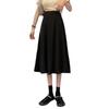 Falda Color Puro 2025 Midi Beige Drapeada Cintura Alta Slim A-Line Falda para Mujer Primavera y Verano Falda Negra Falda Larga