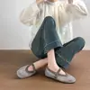 Aumento de Altura de 4 cm~Estilo Francés Malla Hueca Transpirable con Pedrería Nuevos de Verano Casual Planos de Correa Única con Boca Poco Profunda