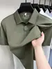 Camisa polo de camuflaje texturizada arrugada de lujo ligero para hombre, transpirable y cómoda, adecuada para profesionales de negocios jóvenes y de mediana edad, top tipo camiseta de manga corta 3