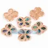 Accesorios para joyería DIY mitad plata 925 oro microincrustación concha de abulón Conector de corazón de manzana y durazno