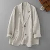 Blazer Ligero de Algodón y Lino Estilo Retro Francés con Protección Solar para Mujer Nuevo Estilo 2025 Holgado