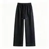 Nova moda feminina de outono: calça jeans reta com costura contrastante, corte solto, cintura média versátil, calça longa casual de perna larga fluida para mulheres