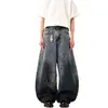 Pantalones Scimitar de Pierna Ancha Sueltos Estilo Retro Americano Transfronterizo con Salpicaduras de Tinta Teñido Sucio Lavado Degradado para Mujer Primavera 2026 Street Hip-Hop Jeans