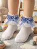 Calcetines de Encaje para Niñas Verano Finos Hasta la Pantorrilla Lazo de Encaje Estilo Lolita Coreano Calcetines para Pantorrilla de Bebé Niña Ballet