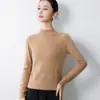 Nuevo Suéter de Punto para Mujer Talla Grande Color Sólido Cuello Semi-Alto Otoño/Invierno 2026 Holgado Versátil Camisa Base de Punto