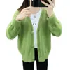 2026 Cardigan Casaco Suéter Feminino Novo Estilo Espesso para Primavera e Outono, Curto Solto Fashionável Versátil Roupa Externa Feminina