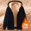 Sudadera Gruesa de Lana de Cordero de Invierno para Hombre, Jersey con Capucha, Color Sólido, Top Cálido para Estudiantes, Camiseta Base Forrada de Polar, Ropa Moderna para Hombre